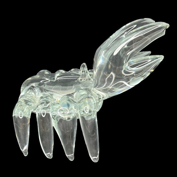 Crystal Clear Art Glass Crab Paperweight Figural Sea Life Figurine Beach Decor - Picture 4 of 12